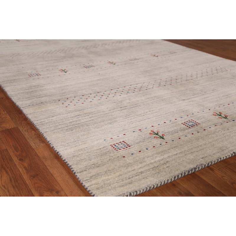 Hand Knotted Oriental 100% Wool Carpet Tribal Tribal Beige & Ivories Gabbeh Area Rug - 7' 9'' X 5' 0''