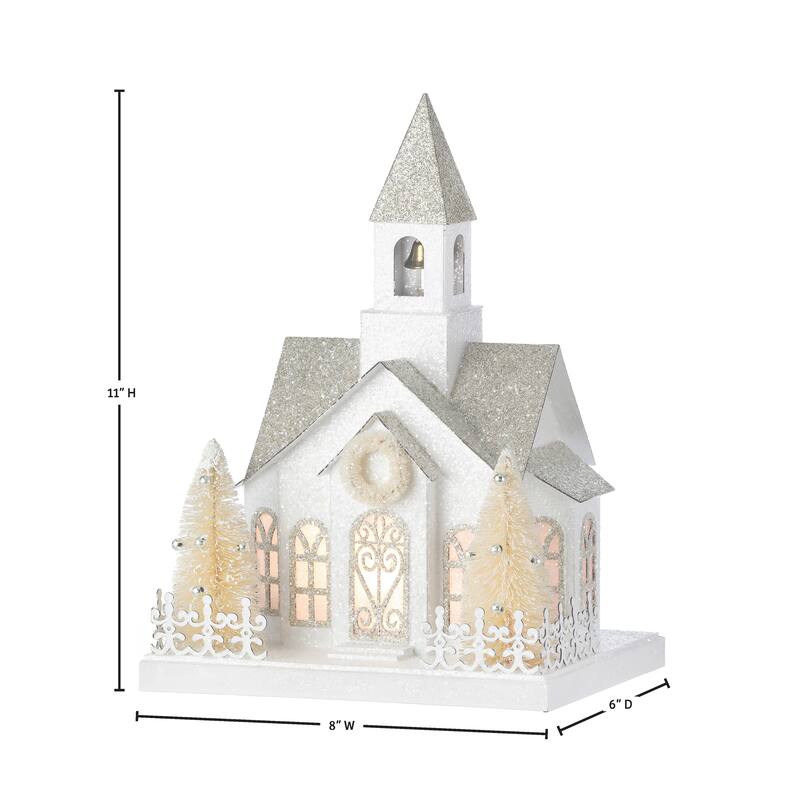 11" LED Cardboard Vintage Snowy House