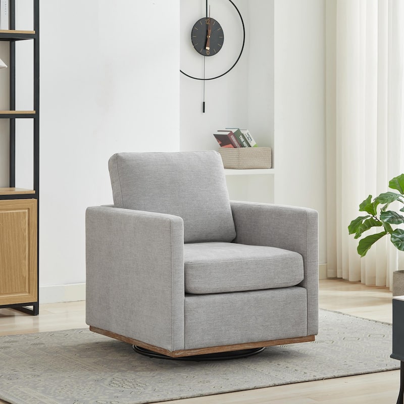30.7"W Square Swivel Accent Chair, 360° Club Lounge Armchair - Light Gray