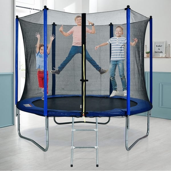 SereneLife 10' Round Backyard Trampoline with Safety Enclosure