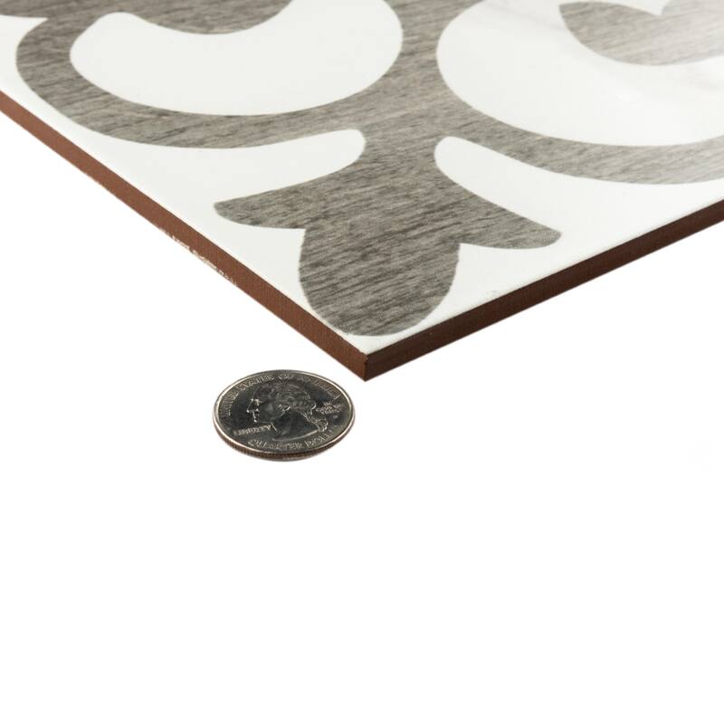 Merola Tile Ella Hill Amberes Grey-Bone 13" x 13" Ceramic Floor and Wall Tile - Case (13 Tiles)