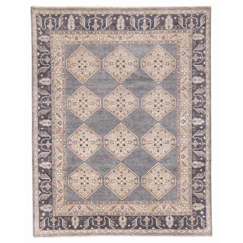 ECARPETGALLERY Hand-knotted Finest Agra Jaipur Dark Grey Wool Rug - 7'8 x 9'7