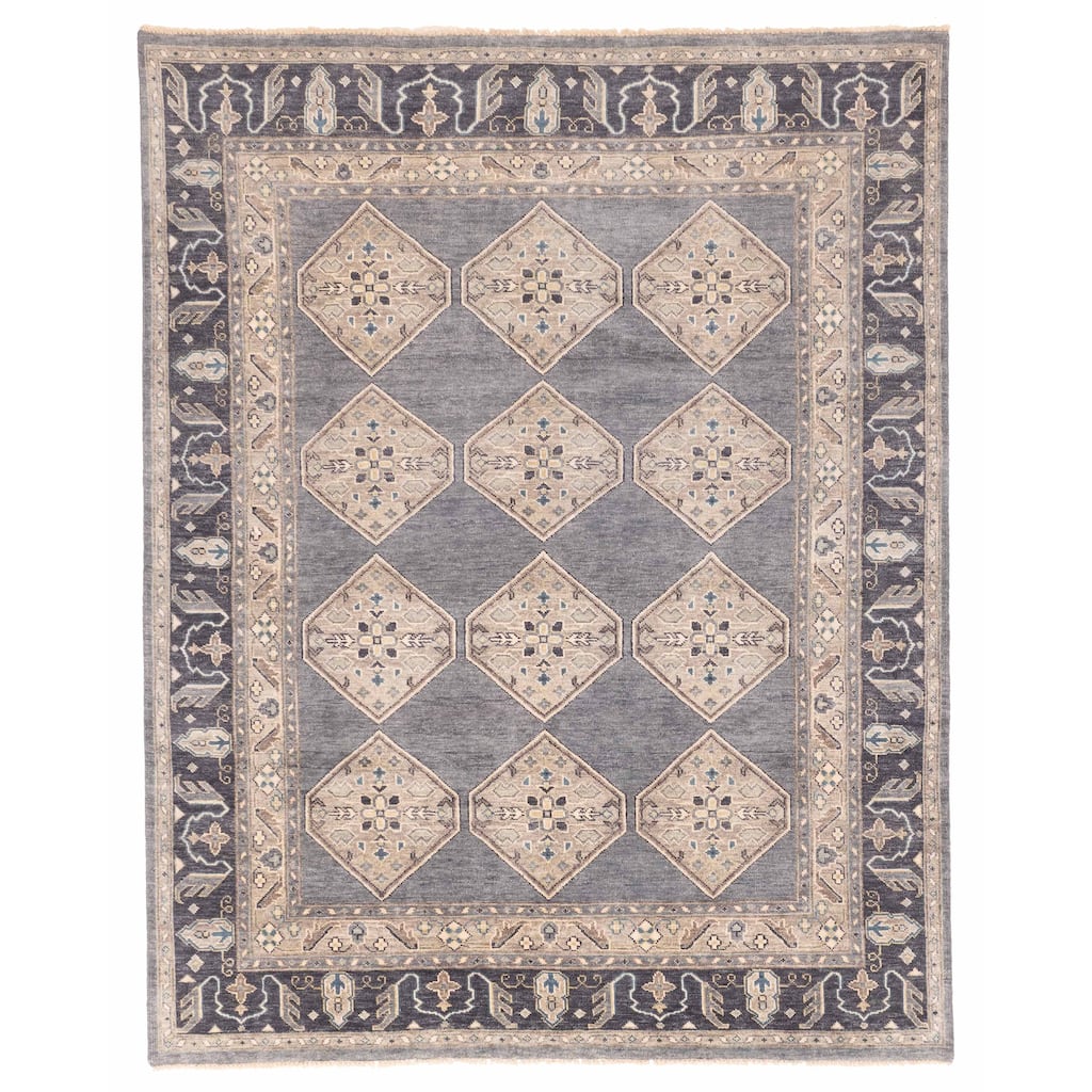 ECARPETGALLERY Hand-knotted Finest Agra Jaipur Dark Grey Wool Rug - 7'8 x 9'7