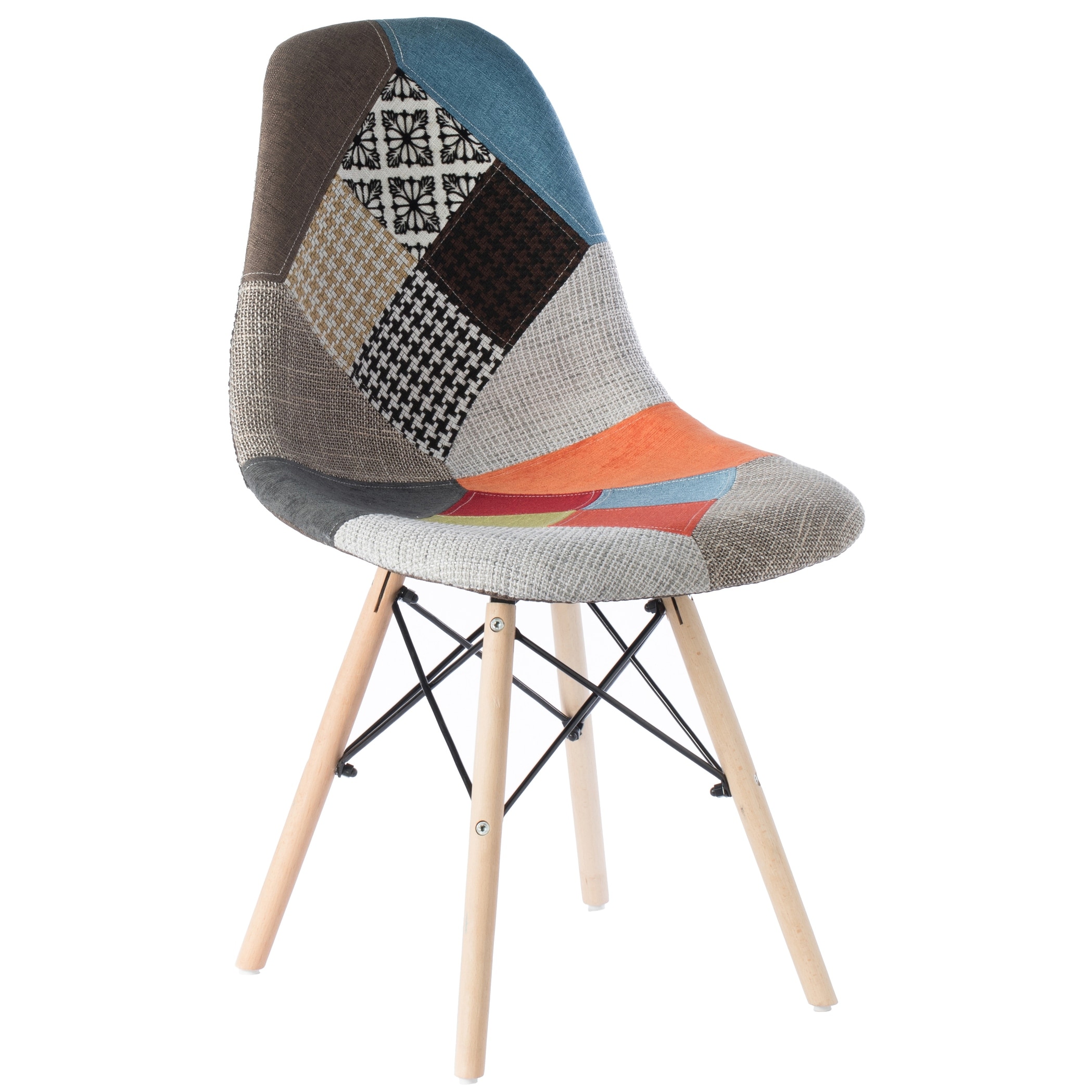 Patchwork Shell Dining Chair w/ Wooden Dowel Eiffel Legs