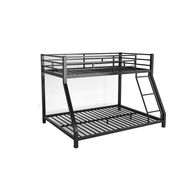 Sturdy Metal Twin Bunk Bed with Safety Guardrail & Ladder for Kids & Adults - Black