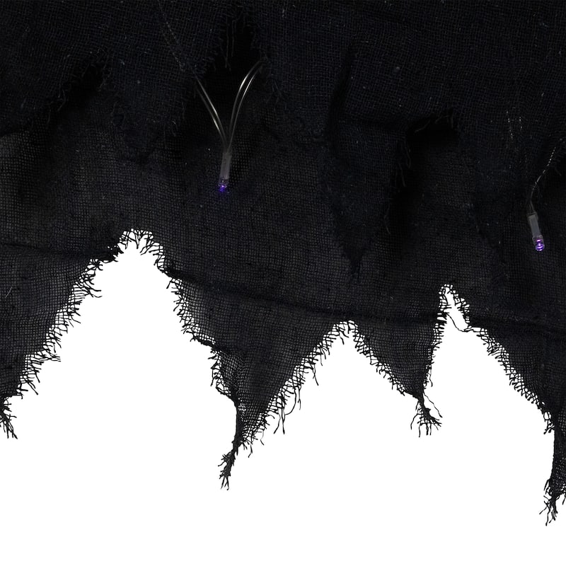 Lighted Raggedy Halloween Valance- 5.75' - Purple LED Lights