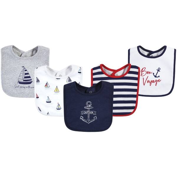 slide 1 of 1, Hudson Baby Infant Boy Cotton Bibs, Captain, One Size - Captain - One Size