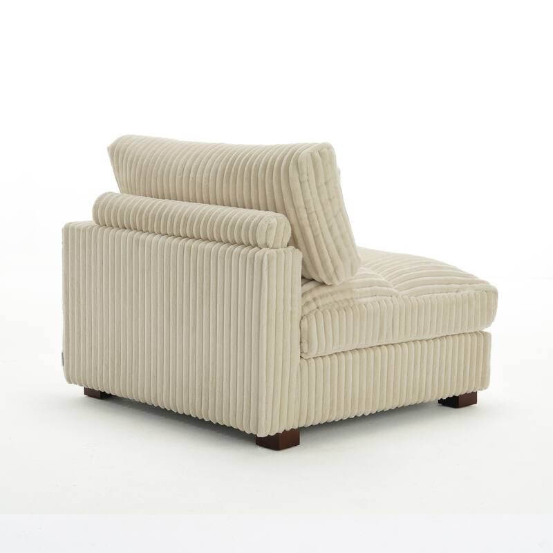 40"W Plush Corduroy Corner Accent Chair Sectional Module with Pillow