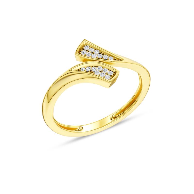 1/20ct TDW Diamond Cluster Bypass Ring in 10k Yellow Gold for Women