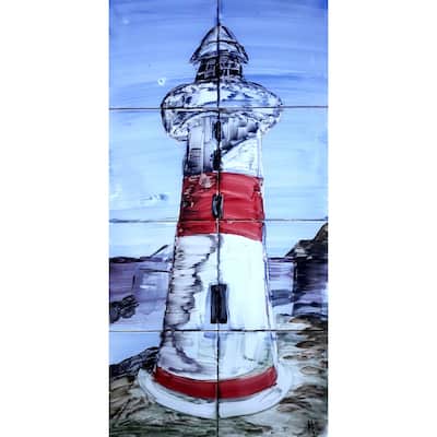 12in x 24in Light House 8pc Mosaic Tile Ceramic Wall Mural