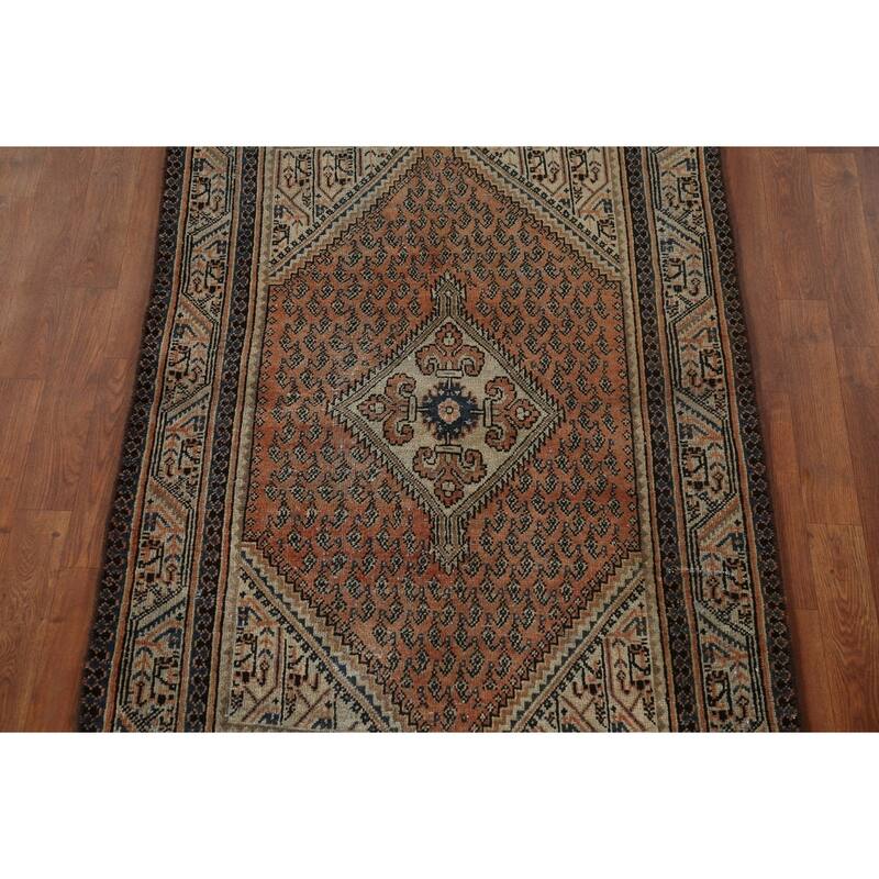 Geometric Botemir Persian Vintage Accent Rug Handmade Wool Carpet - 3'5" x 5'2"
