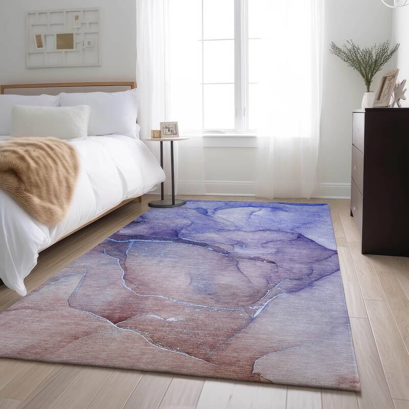 Premium Washable Super Soft Contemporary Abstract Mayfield Rug - Navy - 9' x 12' - Rectangle