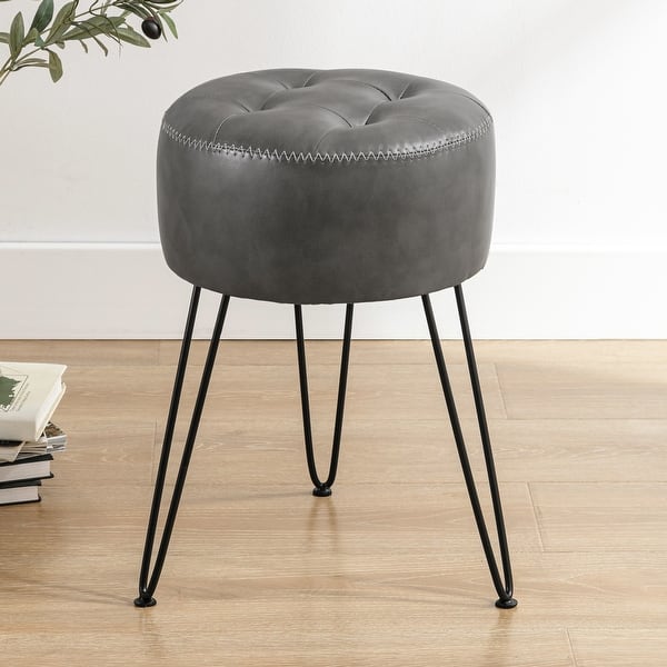 Vintage Vanity Stool Vanity Chair,Round Rectangular Victorian Makeup Stool,Cute Ottomans Bench Seat Bathroom Dressing Vanity Stool,Sitting Height 17 Inch(Rectangular, Golden Velvet