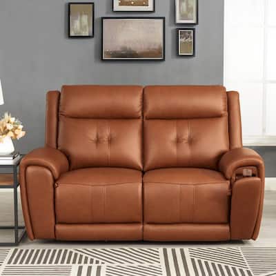 Hydeline Emma Zero Gravity Power Recline and Headrest Top Grain Leather Loveseat with Cup Holders
