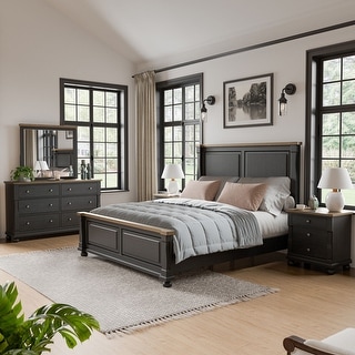 Furniture of America Lucan II 5 Piece Farmhouse Black Solid Wood Panel Bedroom Set On Sale Bed Bath Beyond 42208513