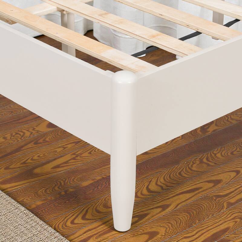 Solid Wood Platform Bed with Upholstered Headboard and Metal Handles, Heavy Duty 500 lbs Support, No Box Spring