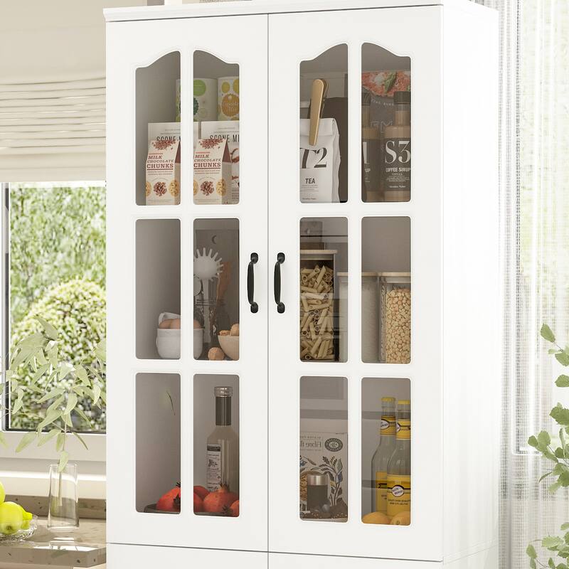 Home Office Storage Solution White Bookshelf, Pantry, and Display Unit