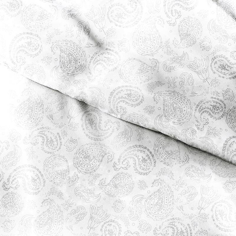 Becky Cameron Coarse Paisley 3 Piece Duvet Cover Set - Light Grey - Twin