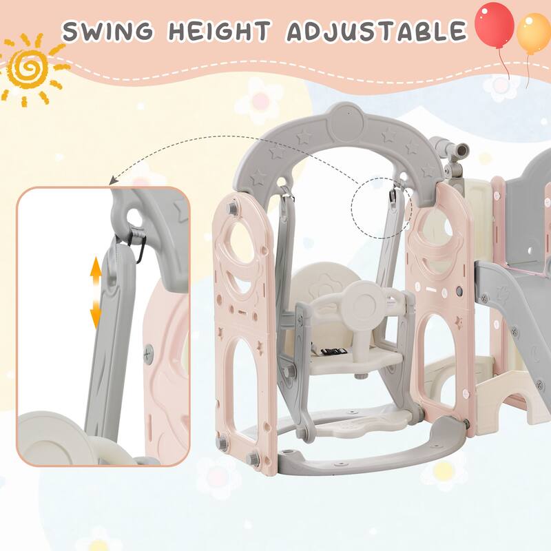 Toddler Slide and Swing Set 8 in 1 with Basketball Hoop