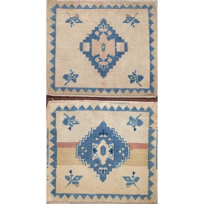 Set Of 2 Anatolian Turkish Oriental Area Rug Hand-knotted Wool Carpet - 1'9" x 2'2" Square