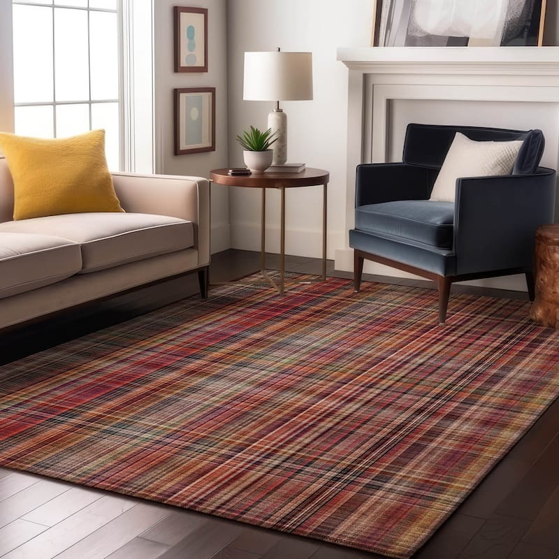 Premium Washable Super Soft Plaid Mayfield Rug - Red - 8' x 10' - Rectangle