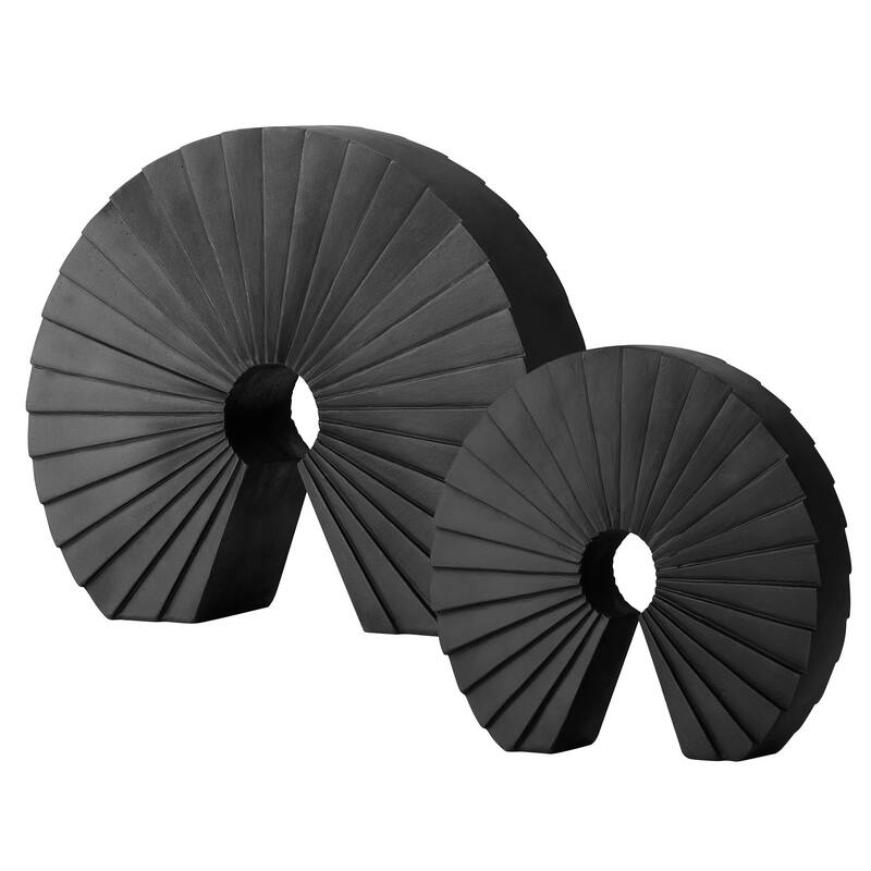 American Art Decor Cascading Curls 2-Piece Resin Table Top Decor Set in White - 9.25" x 10.75", 8" x 8.75" - Black