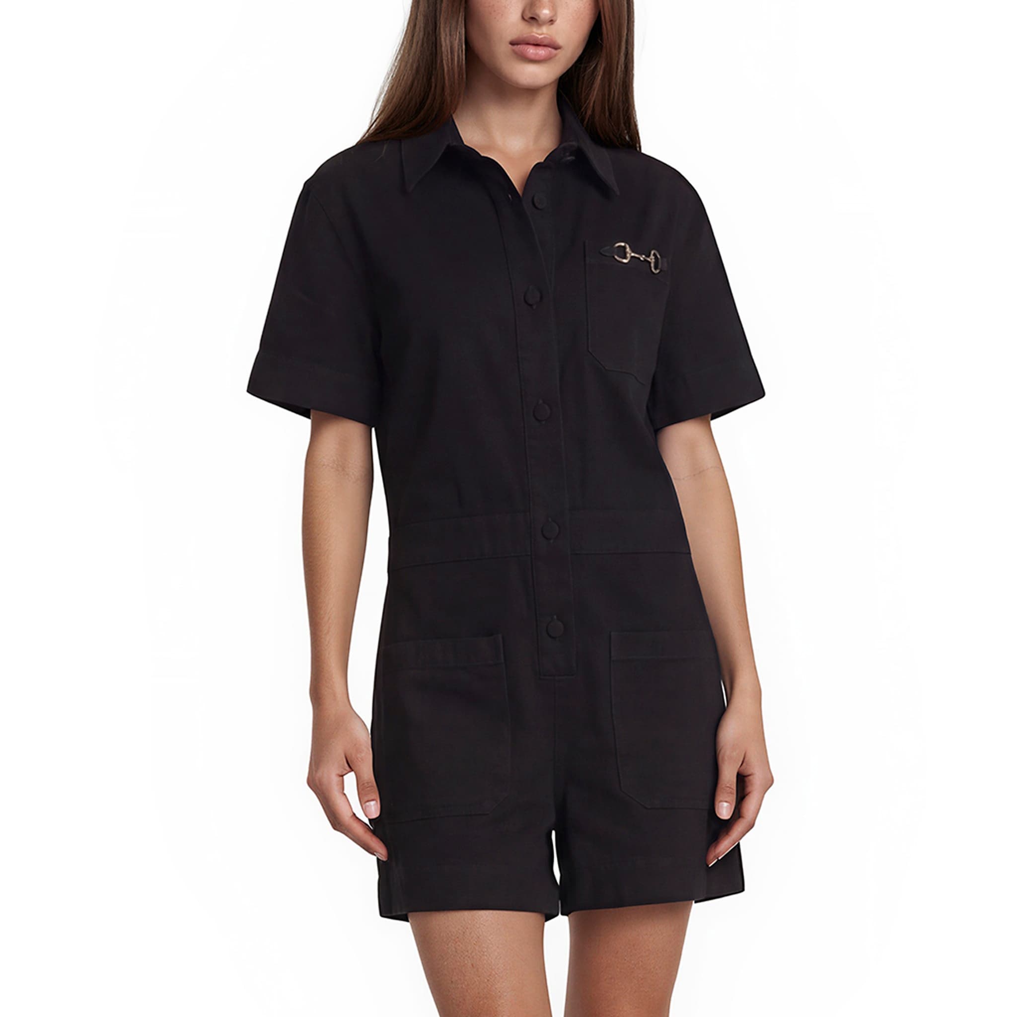 Gucci Denim Romper with Horsebit