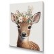 preview thumbnail 2 of 6, Designart 'Cute Baby Deer With Floral Crown I' Animals Canvas Wall Art
