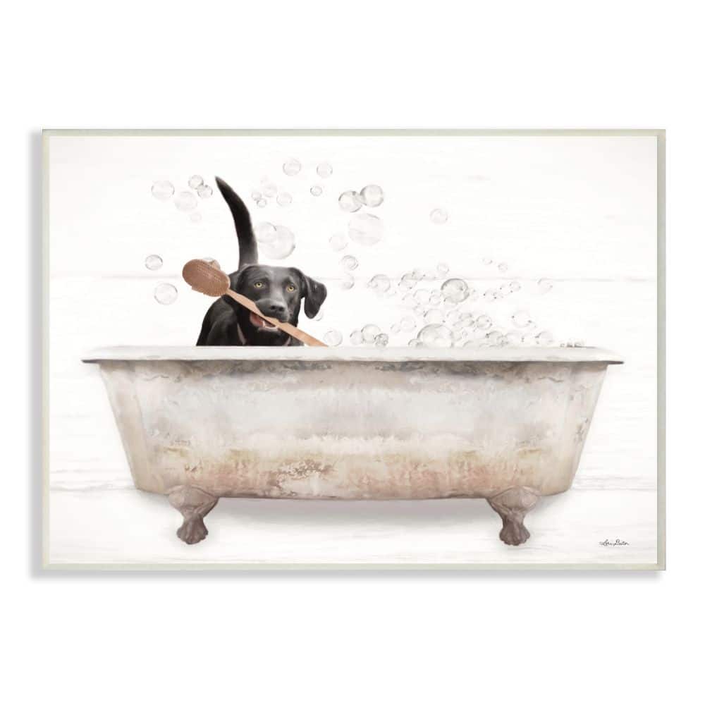 Stupell Happy Labrador in Rustic Bubble Bath Design Wood Wall Art - Multi-Color