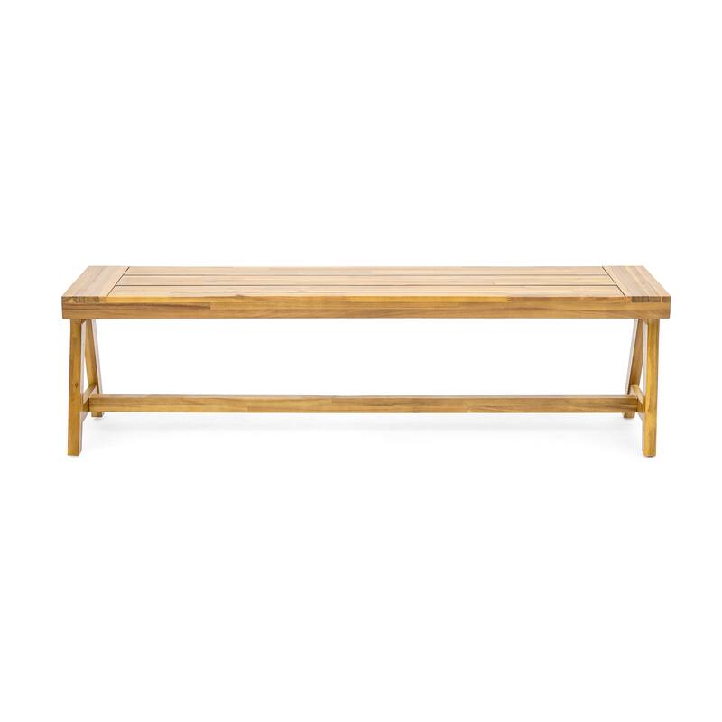 Lumina Outdoor Contemporary Acacia Wood Dining Benches (Set of 2) by Christopher Knight Home