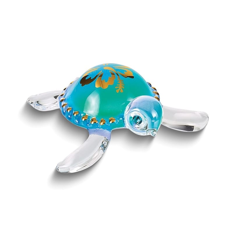 Curata Aloha Sea Turtle Handcrafted Glass Figurine