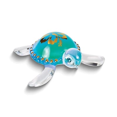 Curata Aloha Sea Turtle Handcrafted Glass Figurine