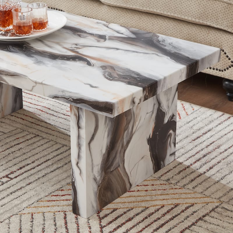 Roundhill Furniture Cavira Modern Faux Marble Living Room Coffee Table