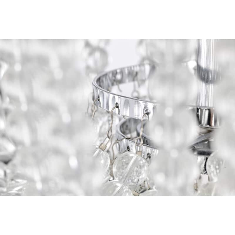 Chrome Finish 3-Light Glam Drum Chandelier with Crystal Beads