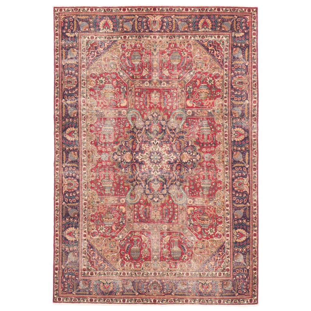 ECARPETGALLERY Hand-knotted Antalya Vintage Red Wool Rug - 6'7 x 9'9