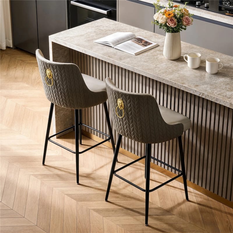 Bar Stools for Kitchen Counter Height Leather 360° Swivel Footrest