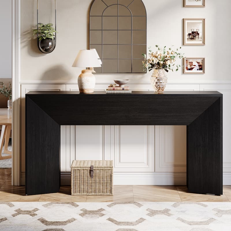 63 Inches Black Console Sofa Table for Living Room Hallway - 63" W x 11.8" D x 32.3" H