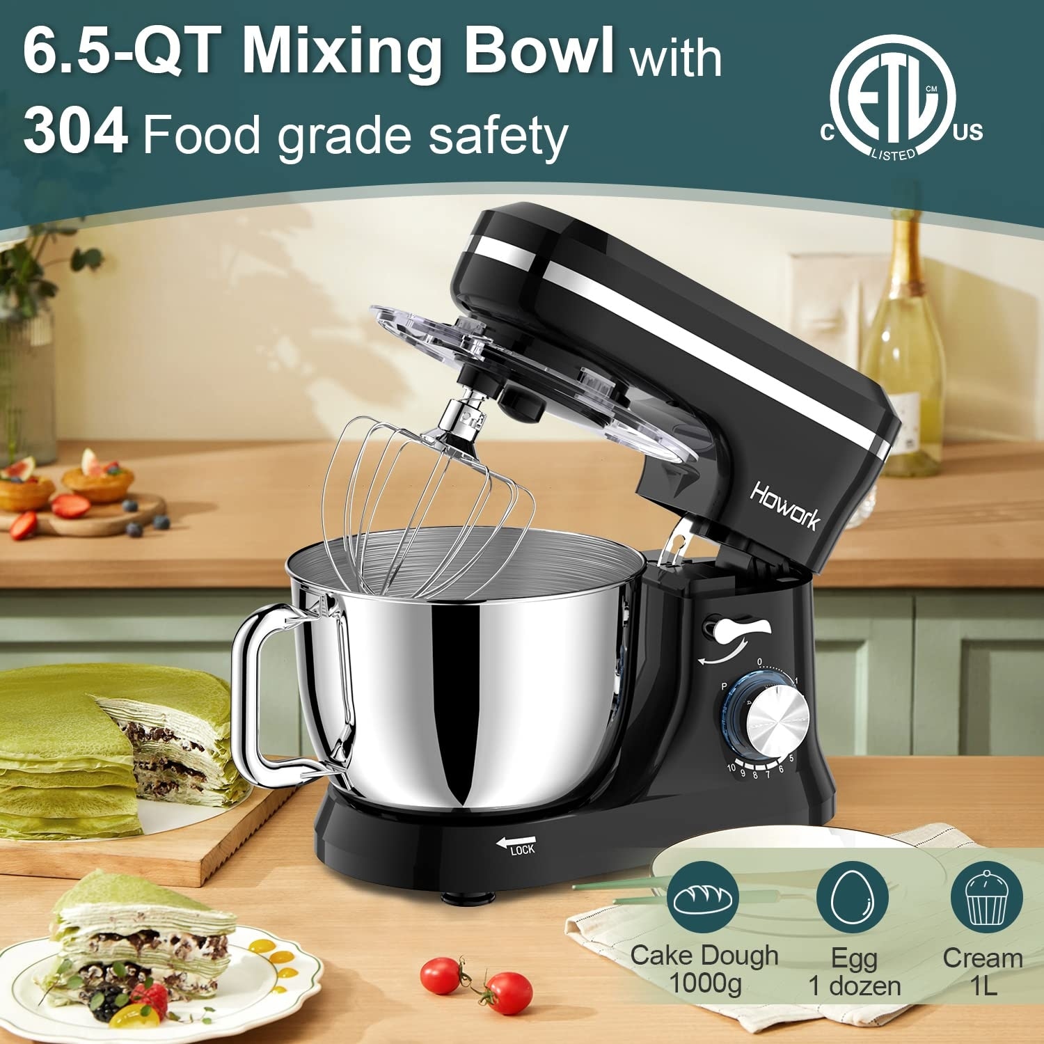 Electric Stand Mixer,10+p Speeds With 6.5QT Stainless Steel Bowl,Dough  Hook, Wire Whip & Beater,for Most Home Cooks - Bed Bath & Beyond - 39699724