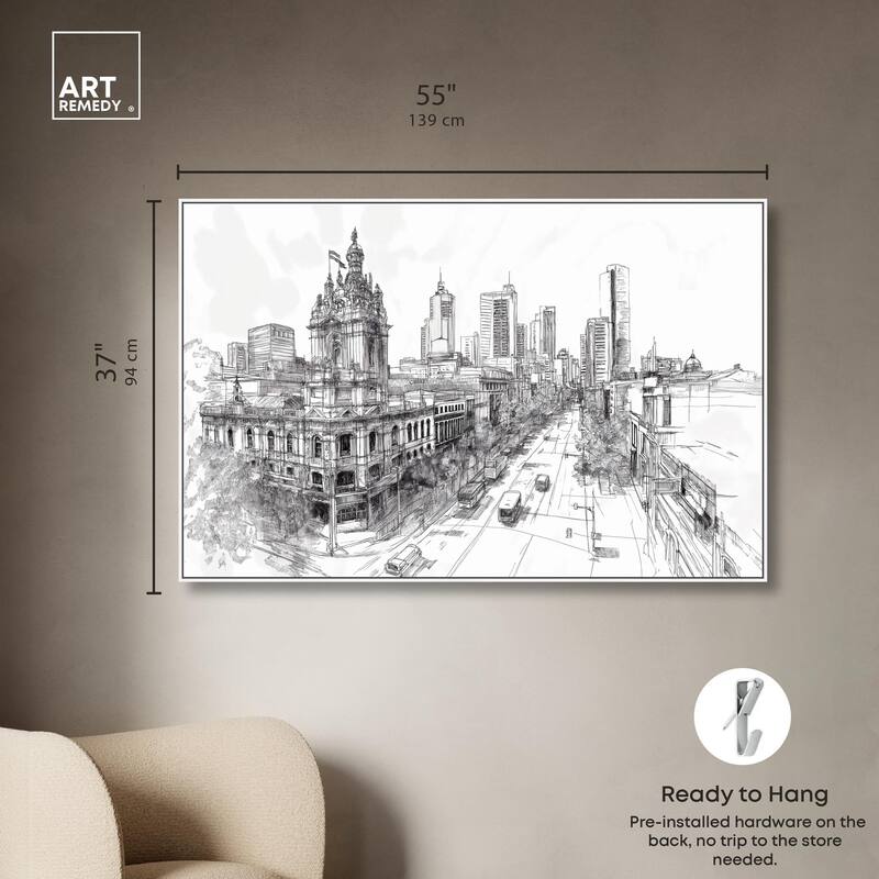 Collins Street Sketch Canvas by Art Remedy