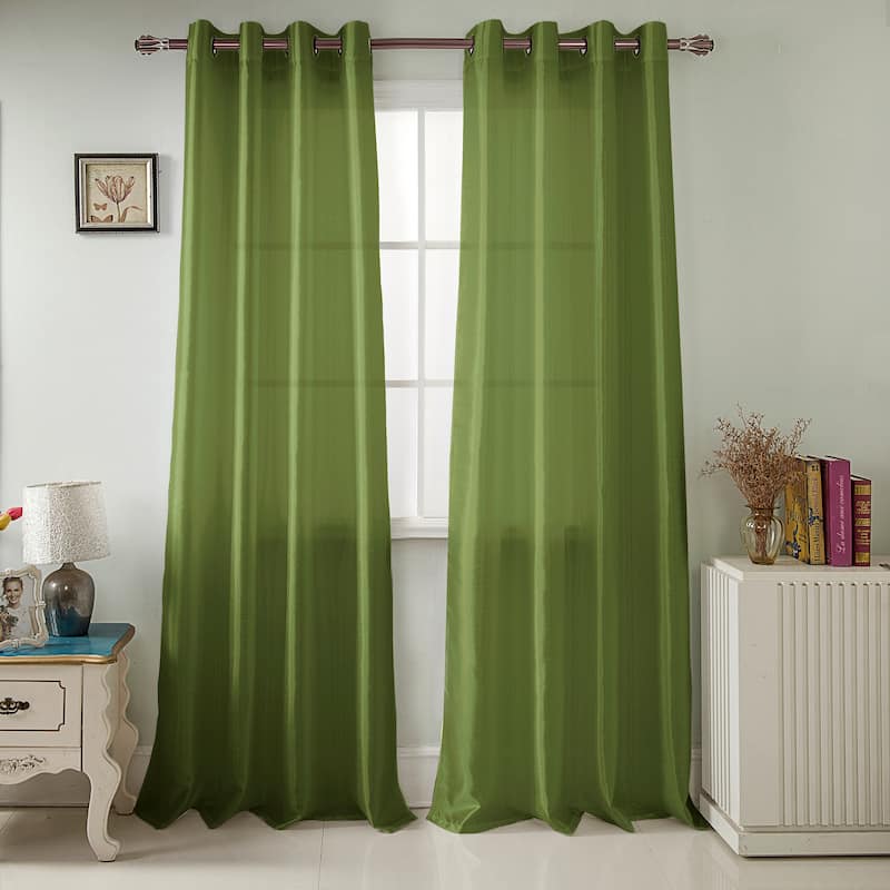 Nancy Faux Silk Grommet Window Curtain Panel - 84 or 95 inch - 54 x 84 - Sage