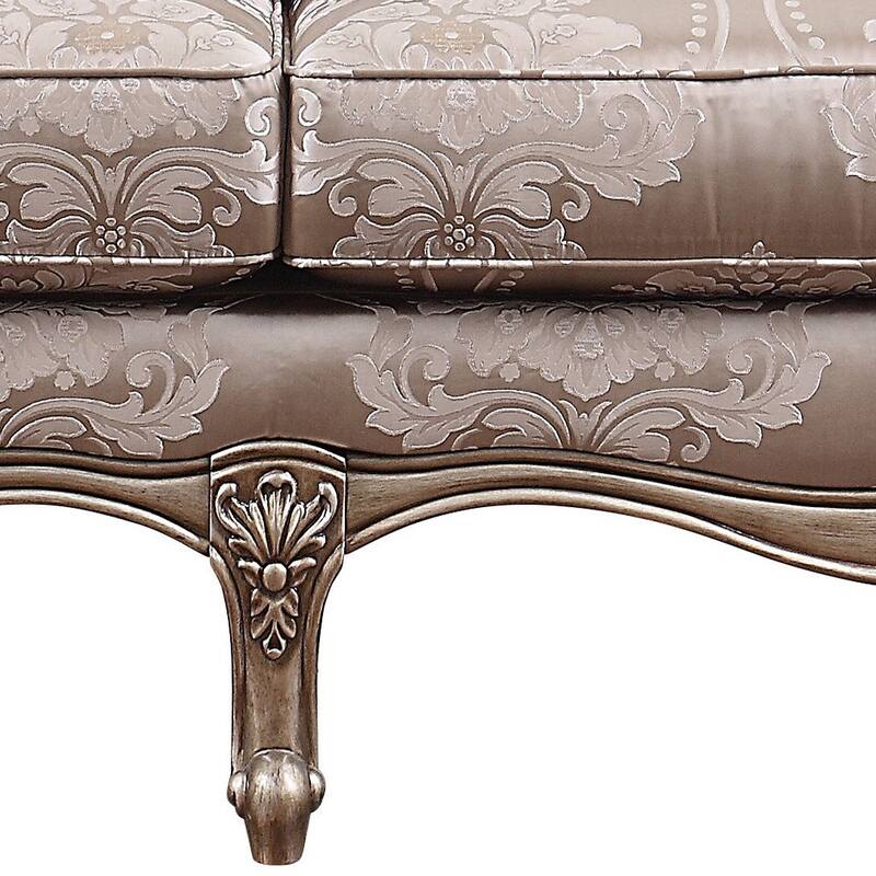 Hermione Champagne Button-Tufted Seatback with Floral Pattern Sofa