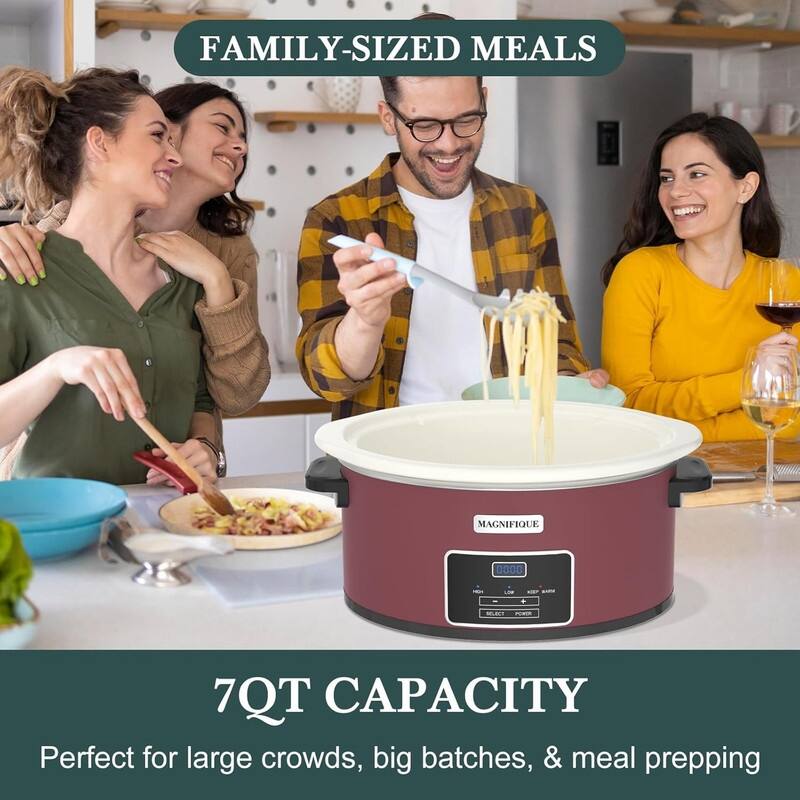 7-quart Red Programmable Slow Cooker with Timer