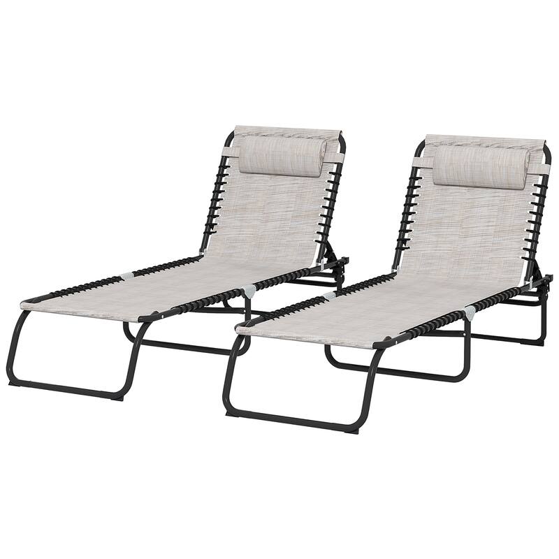 Sunbed Folding Recliner Set of 2 with Headrests