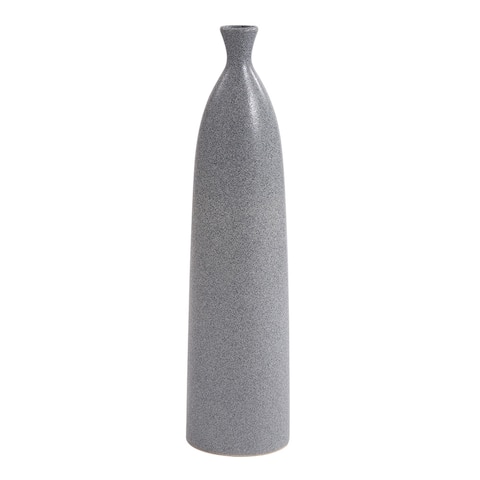 Textured Gray Ceramic Bottle Vase - 31H x 8W x 5D