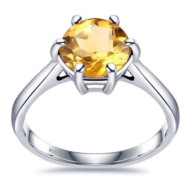 Multi Color Gemstones Sterling Silver Round Solitaire Ring by Orchid Jewelry. Opens flyout.