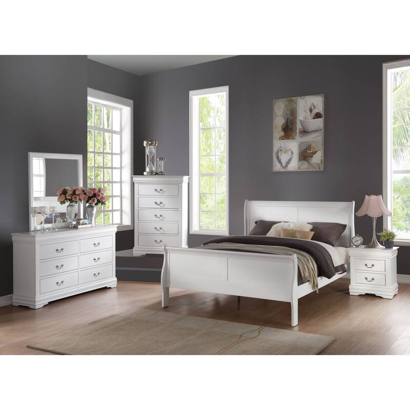 Louis Philippe White Finish E. King Bed