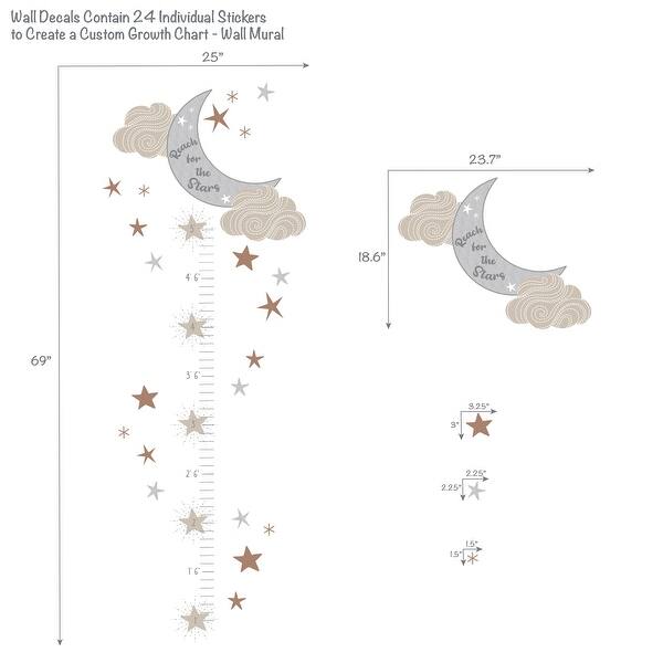 dimension image slide 0 of 2, Lambs & Ivy Celestial Moon & Stars Toddler/Kids Growth Chart Wall Decal/Sticker