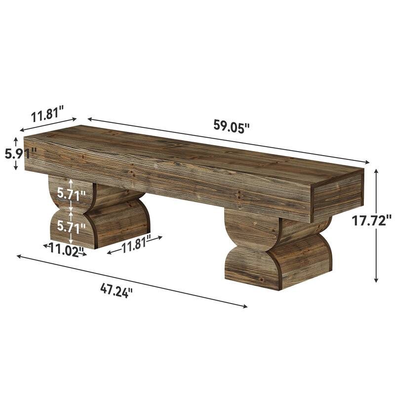 Solid Wood Dining Bench, 59-Inch Dining Bench, Farmhouse Kitchen Stool