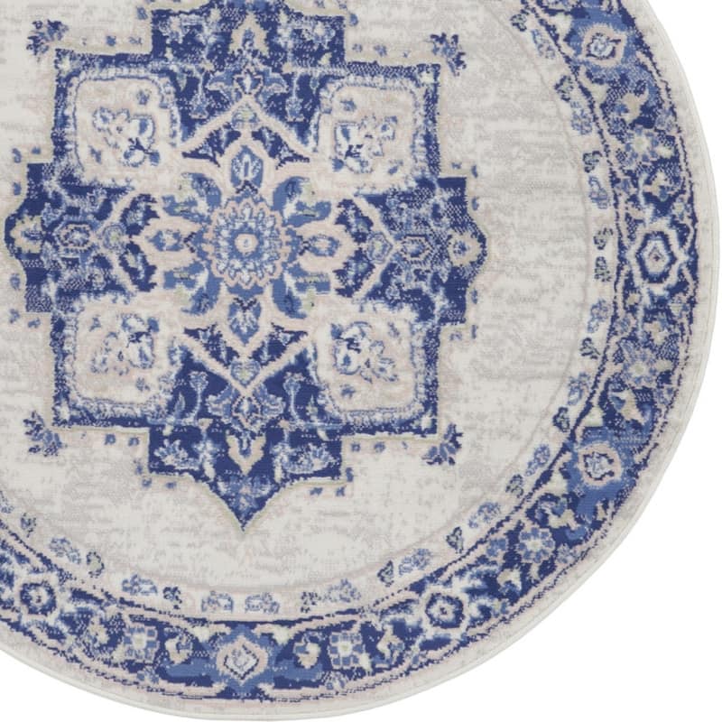 Gocep Power Loomed Geometric Floral Traditional Stain Resistant Area Rug By HomeRoots - 60' X '60' X '0.39