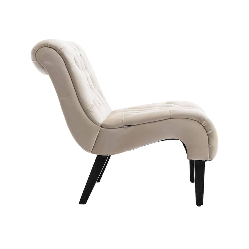 Velvet Upholstered Leisure Chair For Living Room With Wood Legs